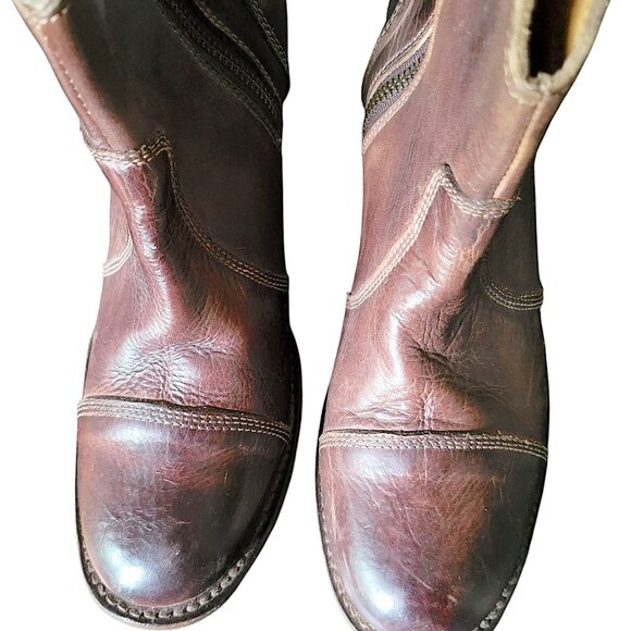 Leather Wedge Heel Ankle Boots Booties Bench Made in Leon Mexico Side Zipper - Picture 4 of 6